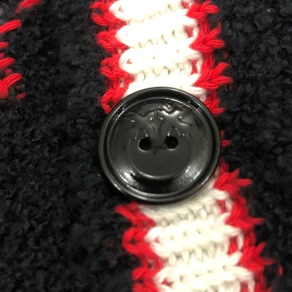 Pinko XS (up to XL) Realgar Cardigan Black w Red Green Cherry 🍒 Logo Design back - Picture 14 of 14